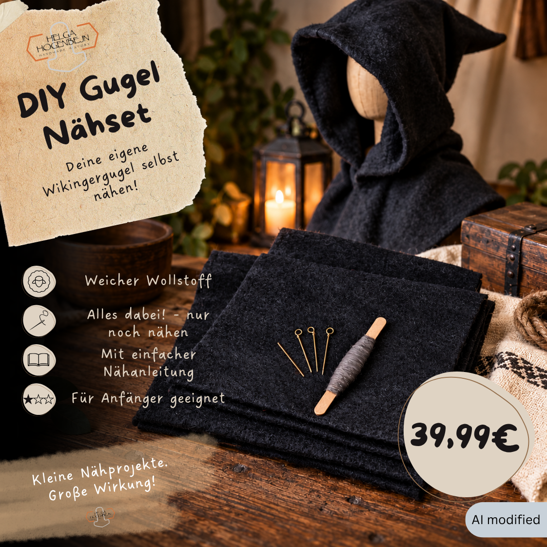 DIY Gugel Nähset für Anfänger – Mittelalterliche Gugel